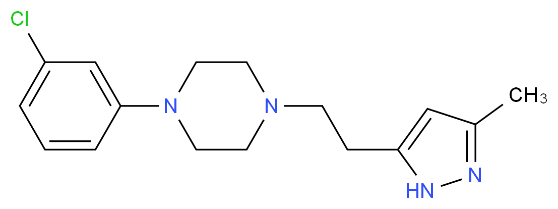 1-(3-chlorophenyl)-4-[2-(5-methyl-1H-pyrazol-3-yl)ethyl]piperazine_分子结构_CAS_20326-12-9