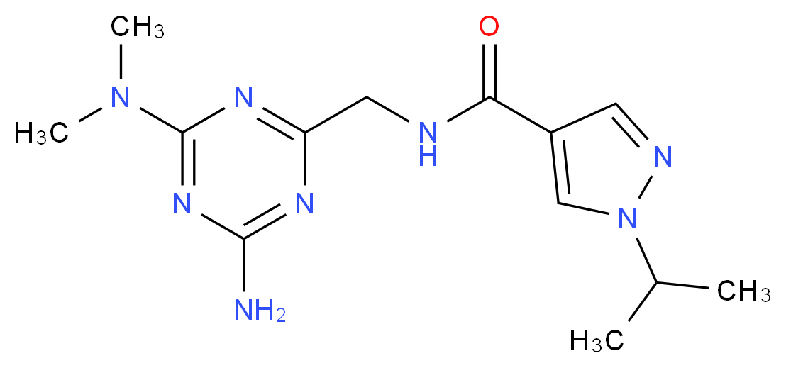 N-{[4-amino-6-(dimethylamino)-1,3,5-triazin-2-yl]methyl}-1-isopropyl-1H-pyrazole-4-carboxamide_分子结构_CAS_)