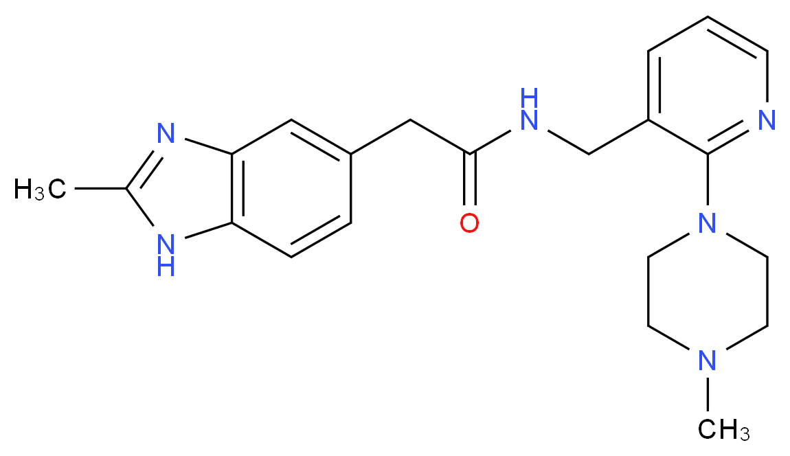 2-(2-methyl-1H-benzimidazol-5-yl)-N-{[2-(4-methylpiperazin-1-yl)pyridin-3-yl]methyl}acetamide_分子结构_CAS_)