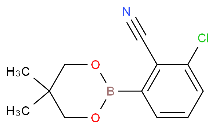2-Chloro-6-(5,5-dimethyl-1,3,2-dioxaborinan-2-yl)benzonitrile_分子结构_CAS_883899-06-7)