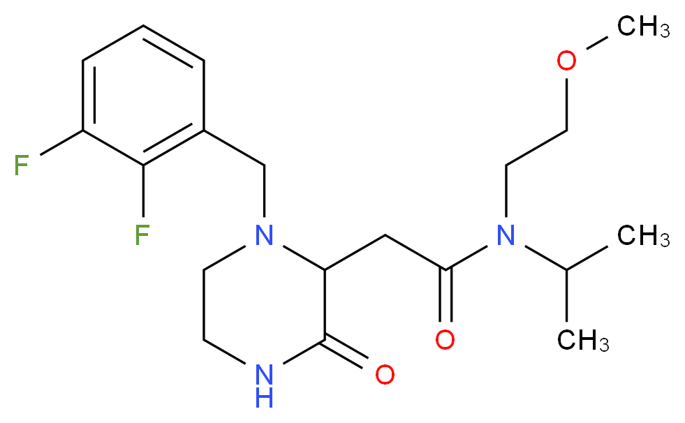 2-[1-(2,3-difluorobenzyl)-3-oxo-2-piperazinyl]-N-isopropyl-N-(2-methoxyethyl)acetamide_分子结构_CAS_)