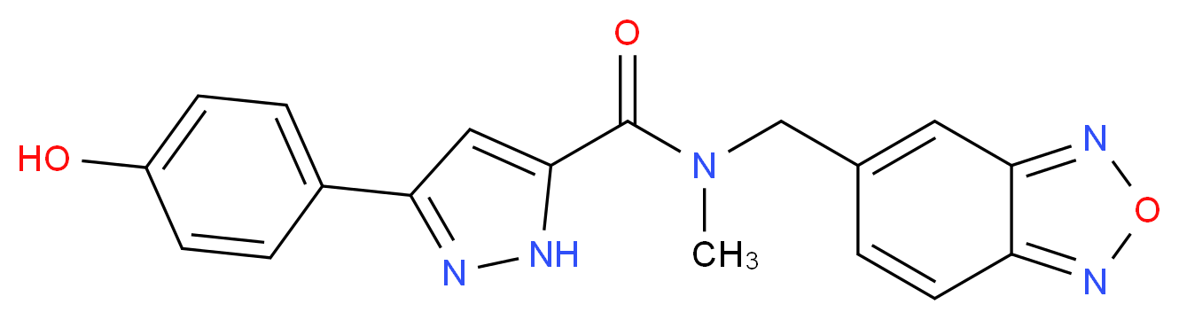 N-(2,1,3-benzoxadiazol-5-ylmethyl)-3-(4-hydroxyphenyl)-N-methyl-1H-pyrazole-5-carboxamide_分子结构_CAS_)