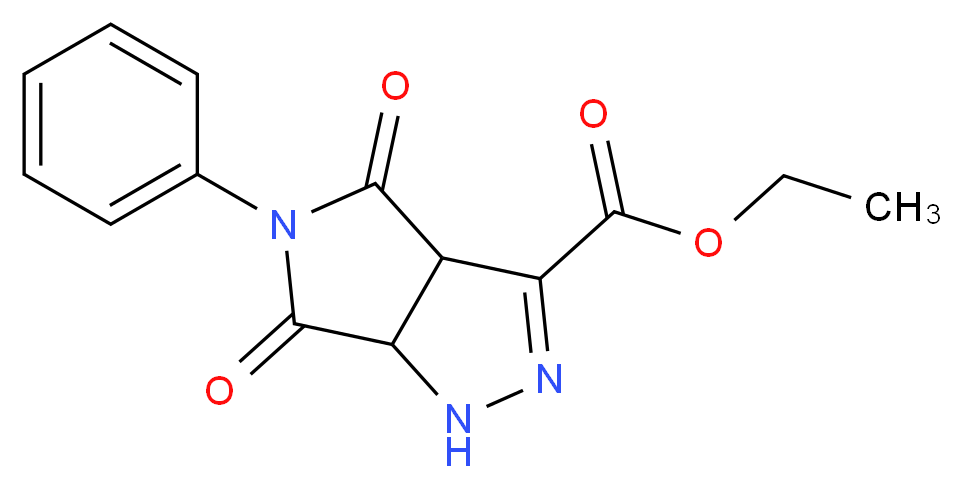 Ethyl 4,6-dioxo-5-phenyl-1,3a,4,5,6,6a-hexahydropyrrolo[3,4-c]pyrazole-3-carboxylate_分子结构_CAS_2997-63-9)