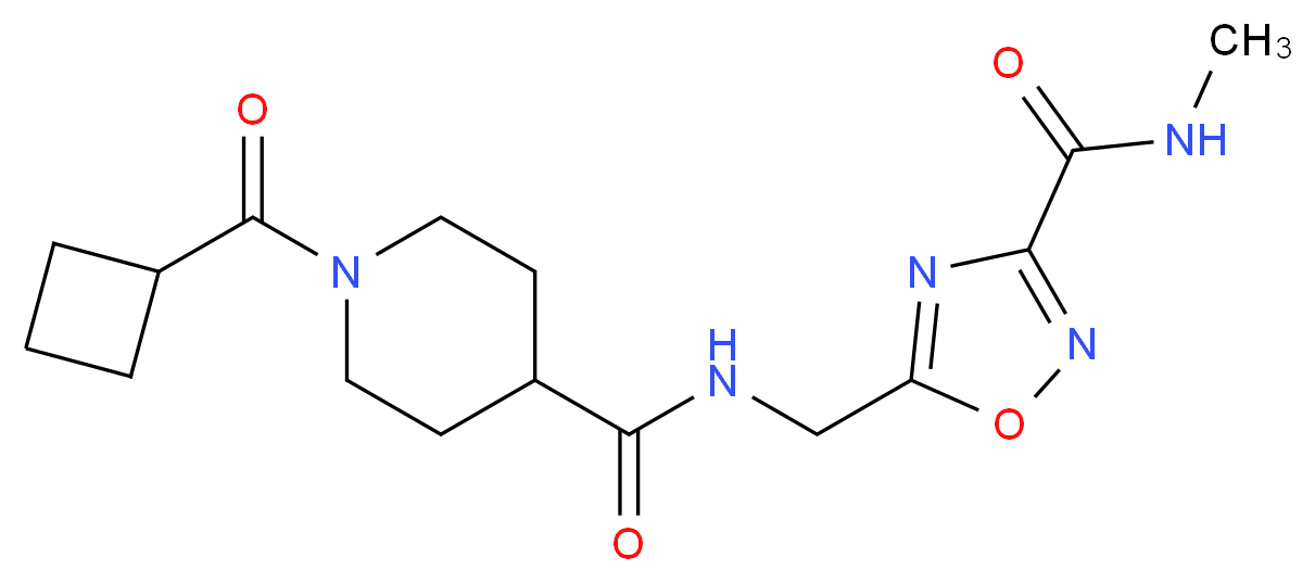 1-(cyclobutylcarbonyl)-N-({3-[(methylamino)carbonyl]-1,2,4-oxadiazol-5-yl}methyl)-4-piperidinecarboxamide_分子结构_CAS_)