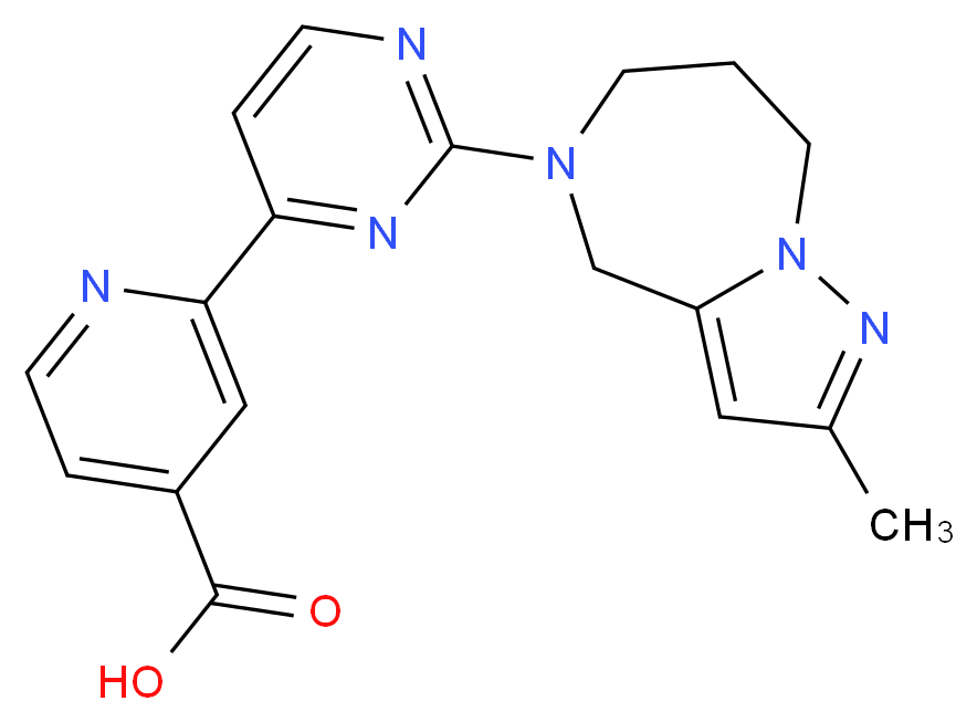 2-[2-(2-methyl-7,8-dihydro-4H-pyrazolo[1,5-a][1,4]diazepin-5(6H)-yl)pyrimidin-4-yl]isonicotinic acid_分子结构_CAS_)