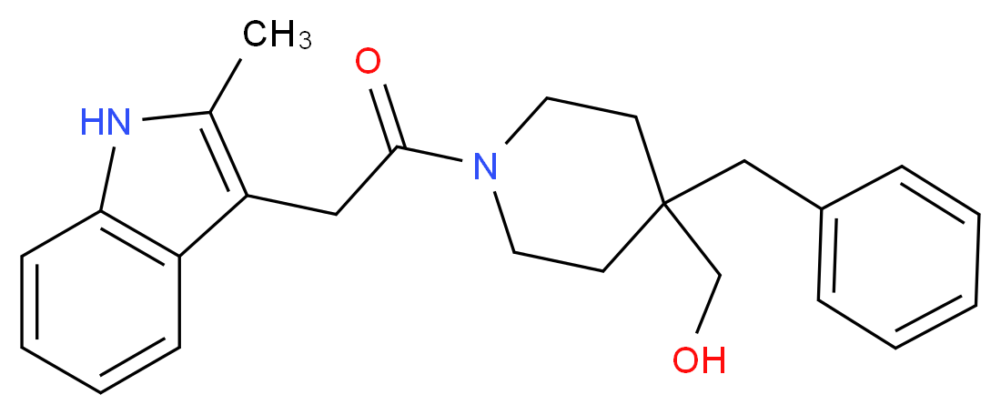 {4-benzyl-1-[(2-methyl-1H-indol-3-yl)acetyl]-4-piperidinyl}methanol_分子结构_CAS_)