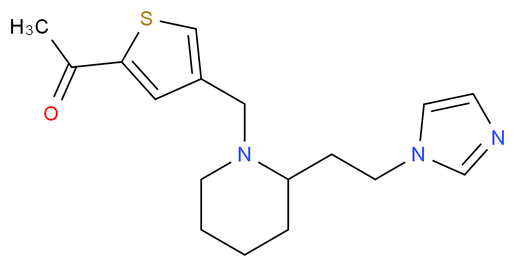 1-[4-({2-[2-(1H-imidazol-1-yl)ethyl]piperidin-1-yl}methyl)-2-thienyl]ethanone_分子结构_CAS_)