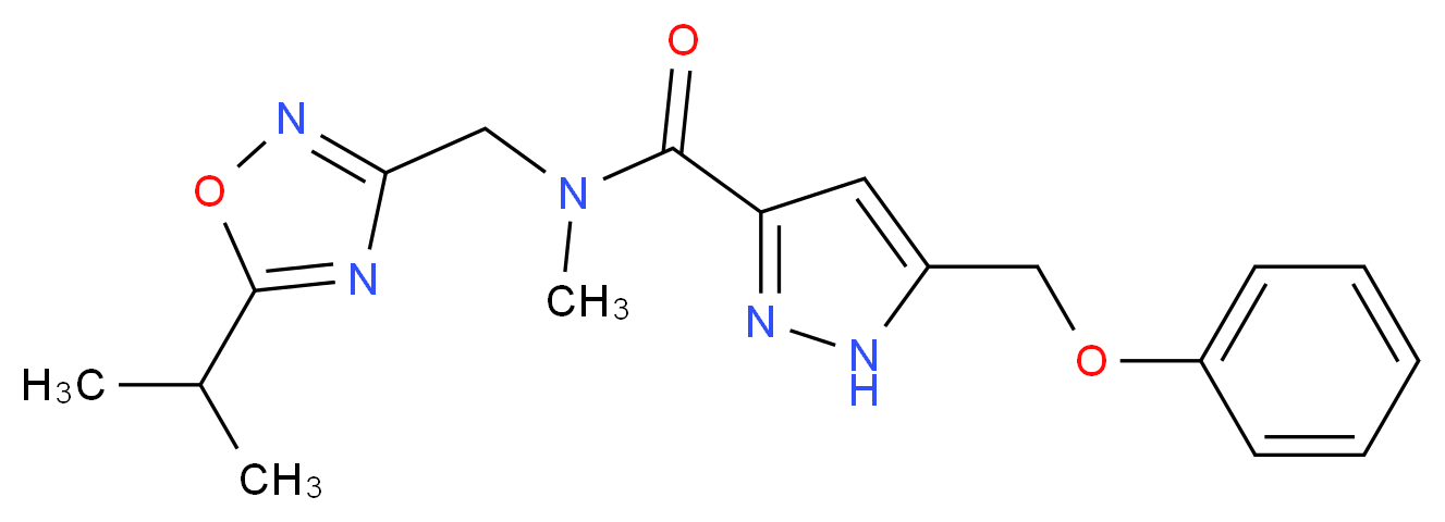 N-[(5-isopropyl-1,2,4-oxadiazol-3-yl)methyl]-N-methyl-5-(phenoxymethyl)-1H-pyrazole-3-carboxamide_分子结构_CAS_)