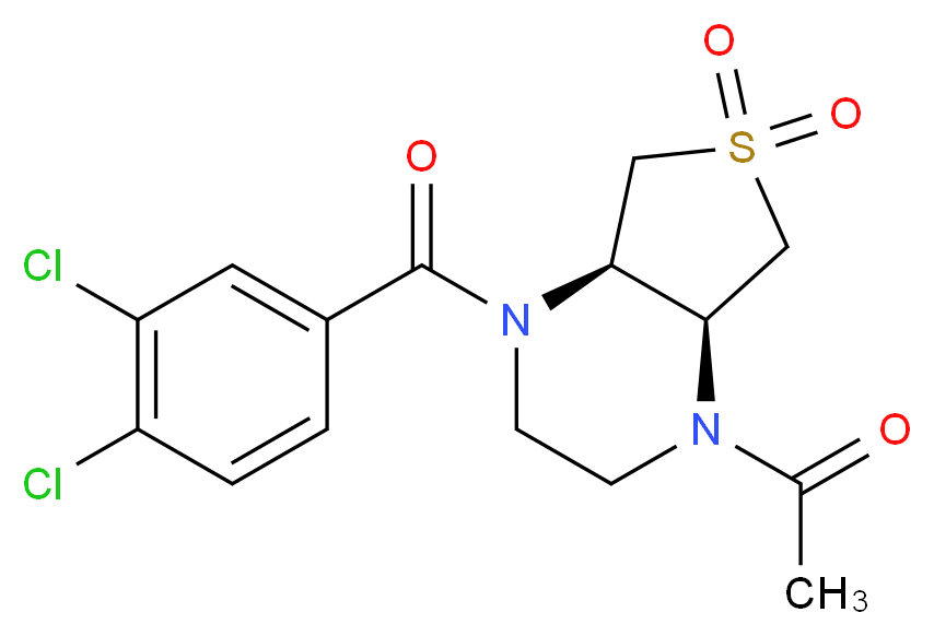 (4aR*,7aS*)-1-acetyl-4-(3,4-dichlorobenzoyl)octahydrothieno[3,4-b]pyrazine 6,6-dioxide_分子结构_CAS_)