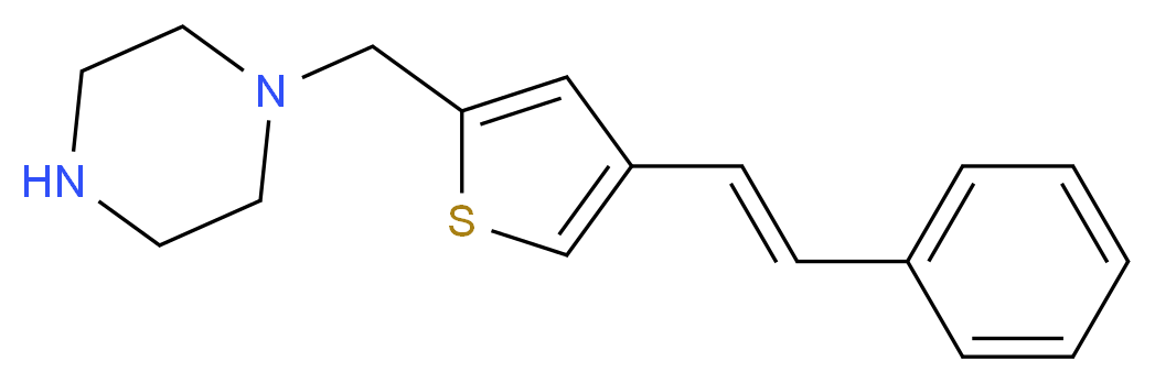 1-({4-[(E)-2-phenylvinyl]-2-thienyl}methyl)piperazine_分子结构_CAS_)