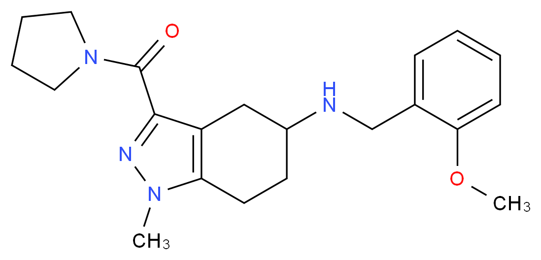 N-(2-methoxybenzyl)-1-methyl-3-(1-pyrrolidinylcarbonyl)-4,5,6,7-tetrahydro-1H-indazol-5-amine_分子结构_CAS_)