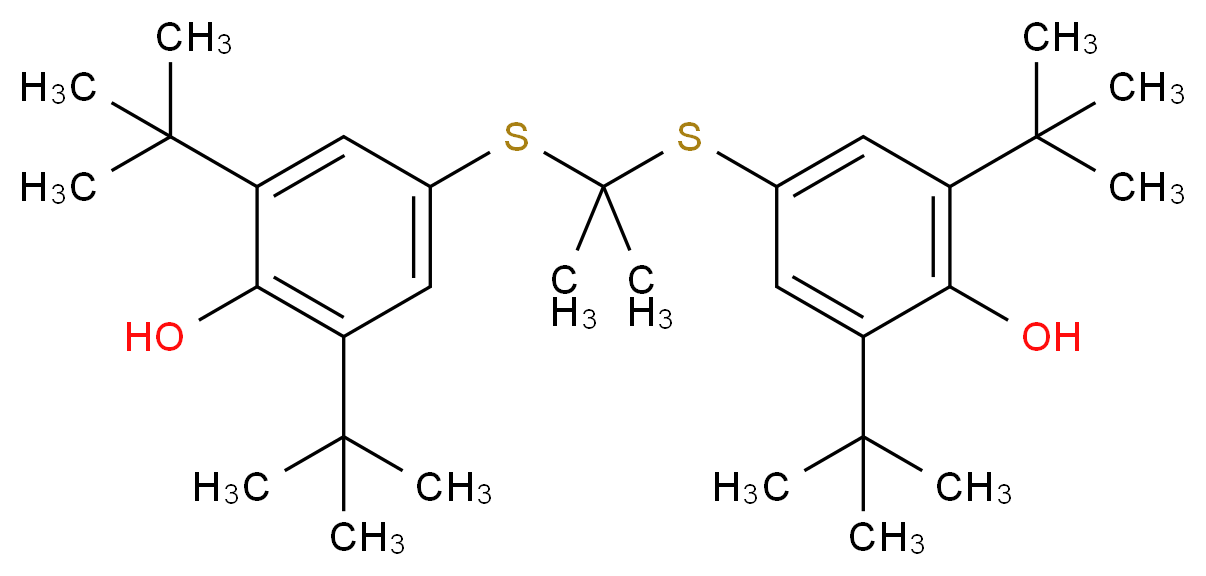 2,6-di-tert-butyl-4-({2-[(3,5-di-tert-butyl-4-hydroxyphenyl)sulfanyl]propan-2-yl}sulfanyl)phenol_分子结构_CAS_23288-49-5