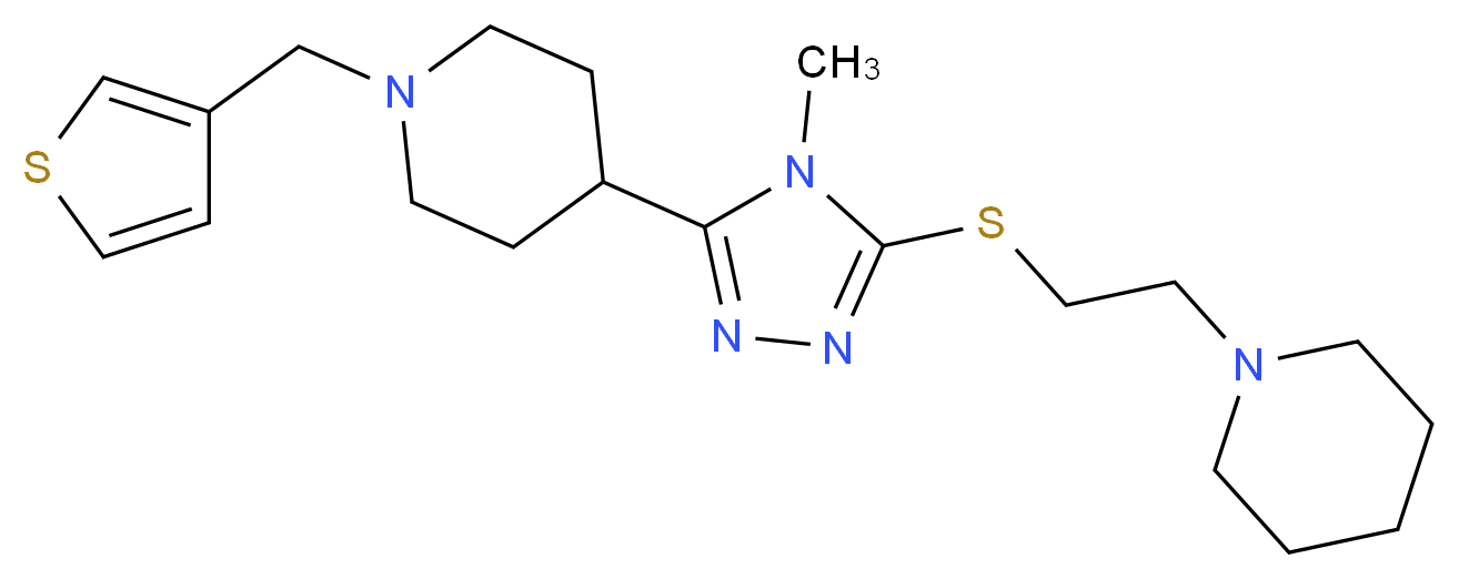 4-(4-methyl-5-{[2-(1-piperidinyl)ethyl]thio}-4H-1,2,4-triazol-3-yl)-1-(3-thienylmethyl)piperidine_分子结构_CAS_)