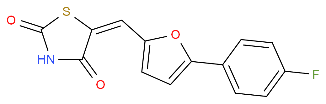 (5E)-5-{[5-(4-fluorophenyl)furan-2-yl]methylidene}-1,3-thiazolidine-2,4-dione_分子结构_CAS_1218777-13-9