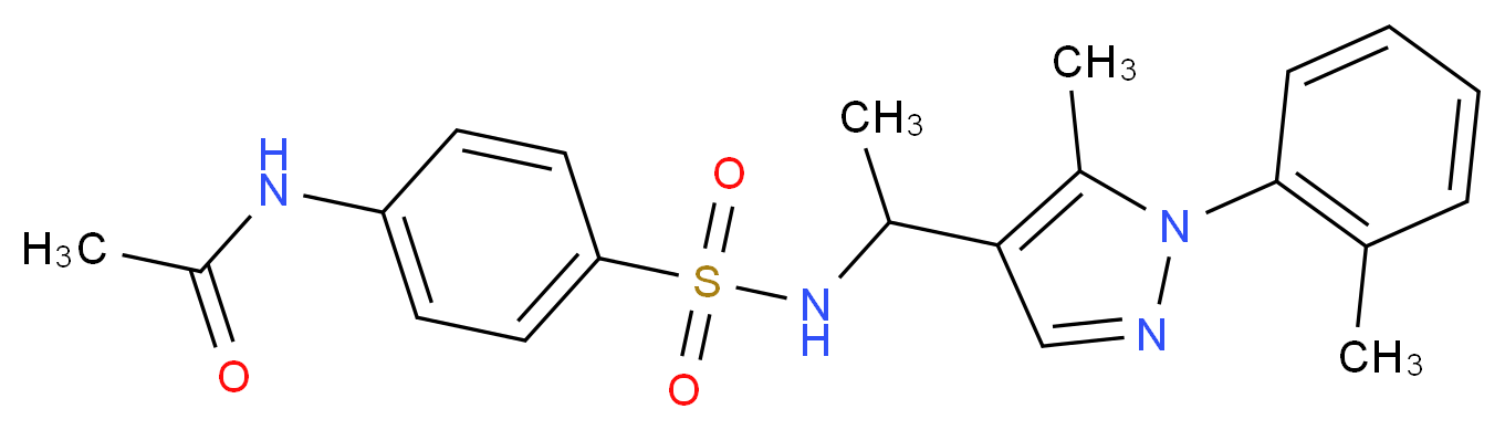 N-{4-[({1-[5-methyl-1-(2-methylphenyl)-1H-pyrazol-4-yl]ethyl}amino)sulfonyl]phenyl}acetamide_分子结构_CAS_)