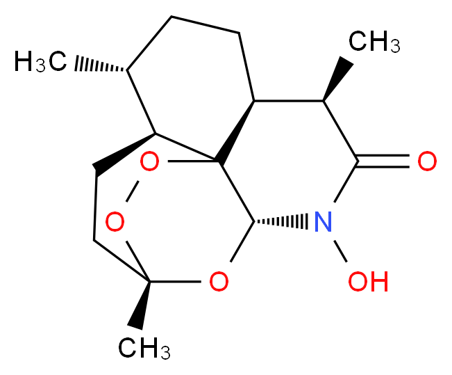 (1S,4S,5R,8S,9R,12R)-11-hydroxy-1,5,9-trimethyl-14,15,16-trioxa-11-azatetracyclo[10.3.1.0<sup>4</sup>,<sup>1</sup><sup>3</sup>.0<sup>8</sup>,<sup>1</sup><sup>3</sup>]hexadecan-10-one_分子结构_CAS_1086409-82-6