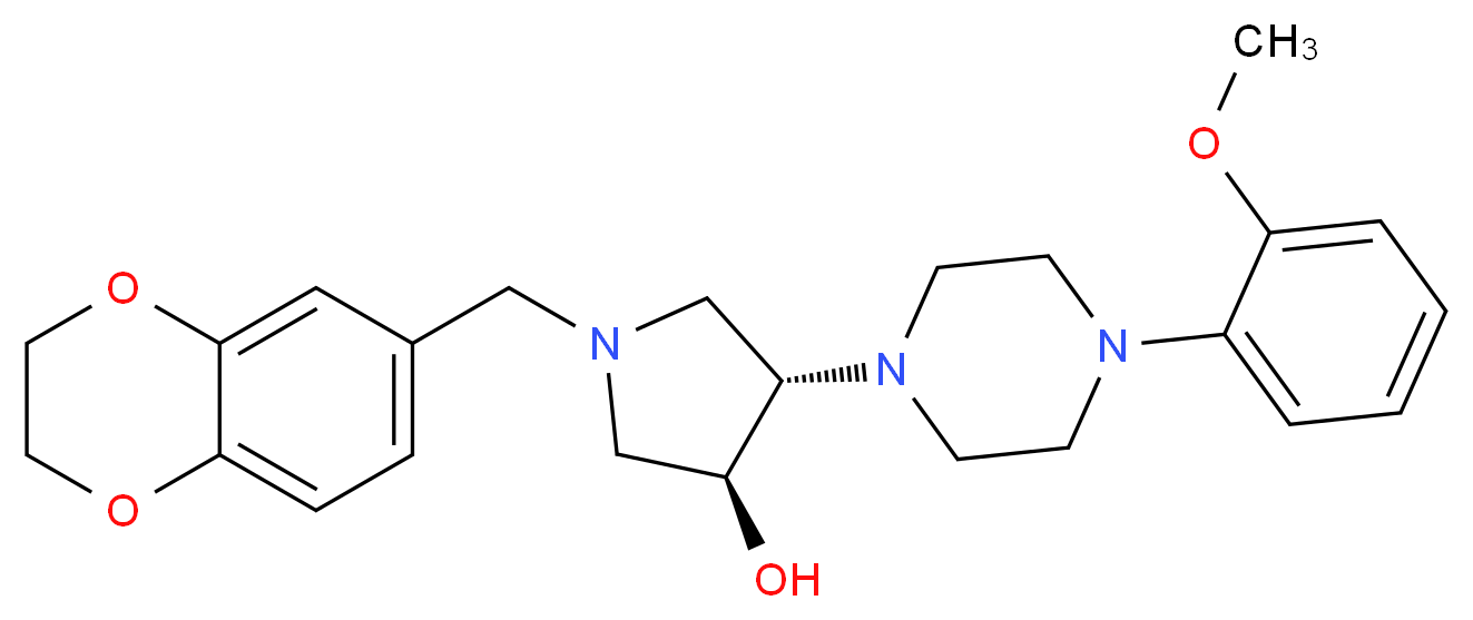 (3S*,4S*)-1-(2,3-dihydro-1,4-benzodioxin-6-ylmethyl)-4-[4-(2-methoxyphenyl)-1-piperazinyl]-3-pyrrolidinol_分子结构_CAS_)