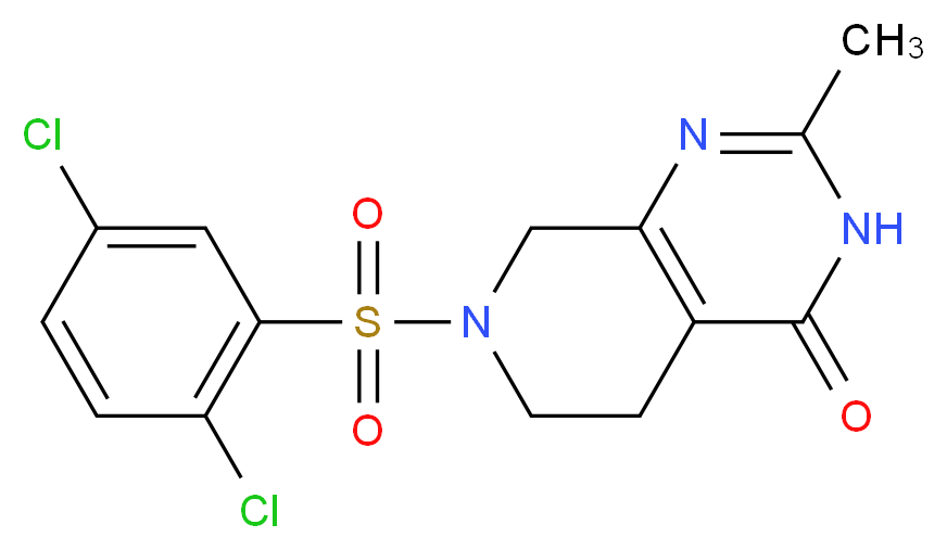 7-[(2,5-dichlorophenyl)sulfonyl]-2-methyl-5,6,7,8-tetrahydropyrido[3,4-d]pyrimidin-4(3H)-one_分子结构_CAS_)