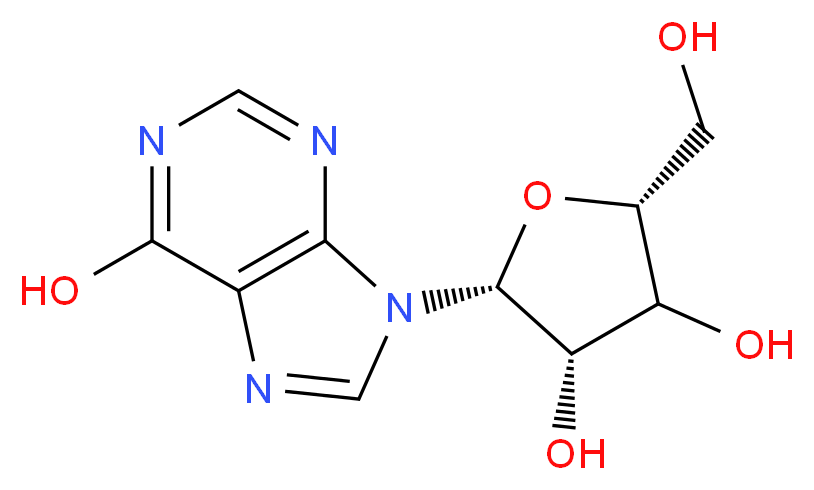 (2R,3S,5R)-2-(6-hydroxy-9H-purin-9-yl)-5-(hydroxymethyl)oxolane-3,4-diol_分子结构_CAS_58-63-9