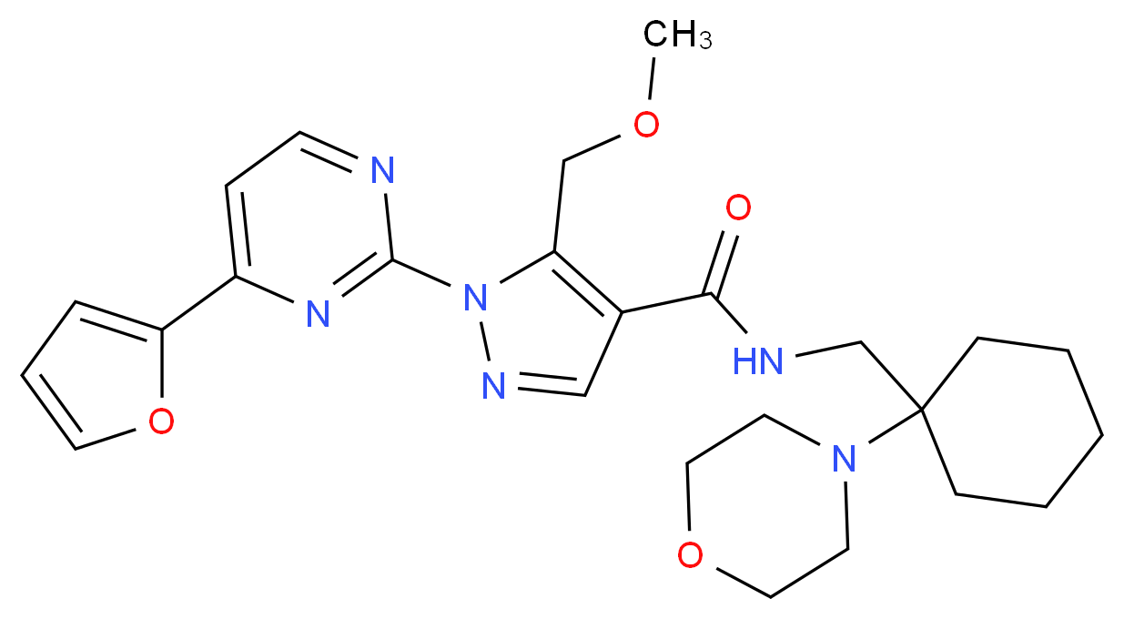 1-[4-(2-furyl)-2-pyrimidinyl]-5-(methoxymethyl)-N-{[1-(4-morpholinyl)cyclohexyl]methyl}-1H-pyrazole-4-carboxamide_分子结构_CAS_)