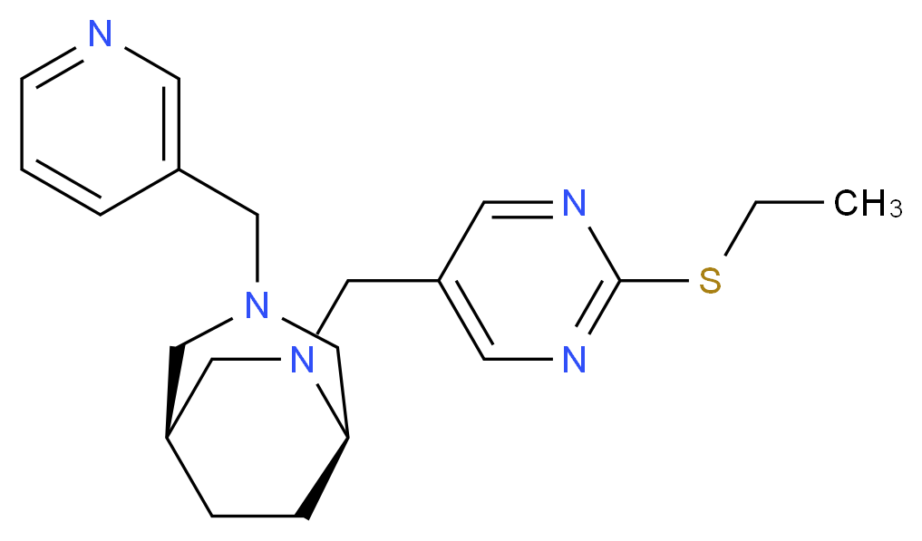 (1S*,5R*)-6-{[2-(ethylthio)-5-pyrimidinyl]methyl}-3-(3-pyridinylmethyl)-3,6-diazabicyclo[3.2.2]nonane_分子结构_CAS_)