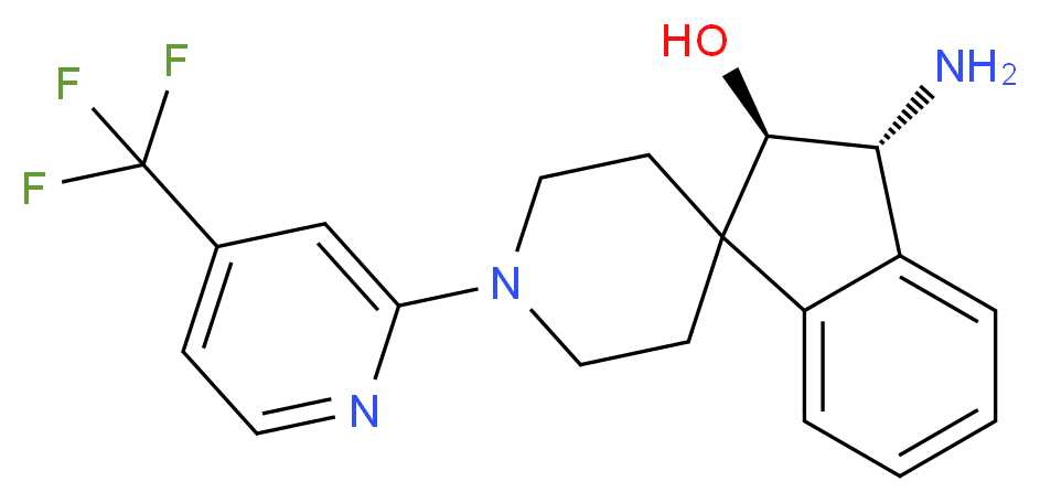 (2R*,3R*)-3-amino-1'-[4-(trifluoromethyl)-2-pyridinyl]-2,3-dihydrospiro[indene-1,4'-piperidin]-2-ol_分子结构_CAS_)