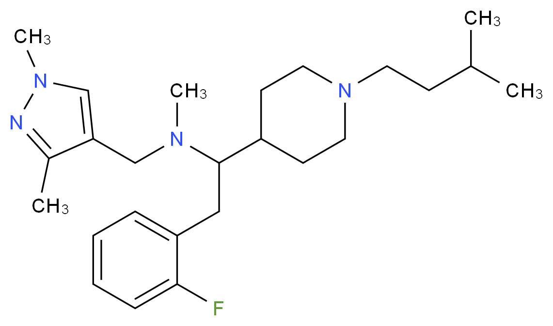 N-[(1,3-dimethyl-1H-pyrazol-4-yl)methyl]-2-(2-fluorophenyl)-N-methyl-1-[1-(3-methylbutyl)-4-piperidinyl]ethanamine_分子结构_CAS_)