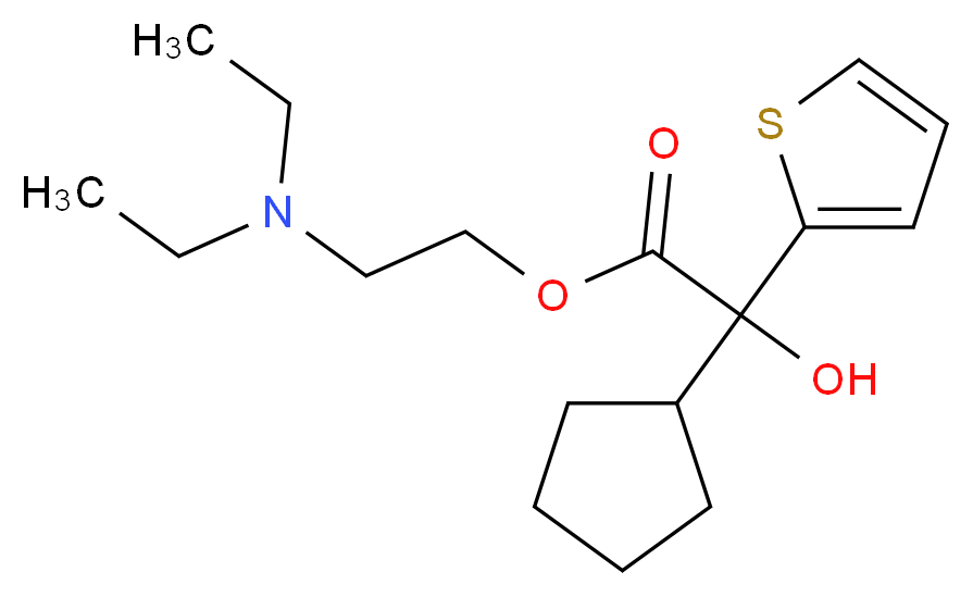 2-(diethylamino)ethyl 2-cyclopentyl-2-hydroxy-2-(thiophen-2-yl)acetate_分子结构_CAS_15421-88-2