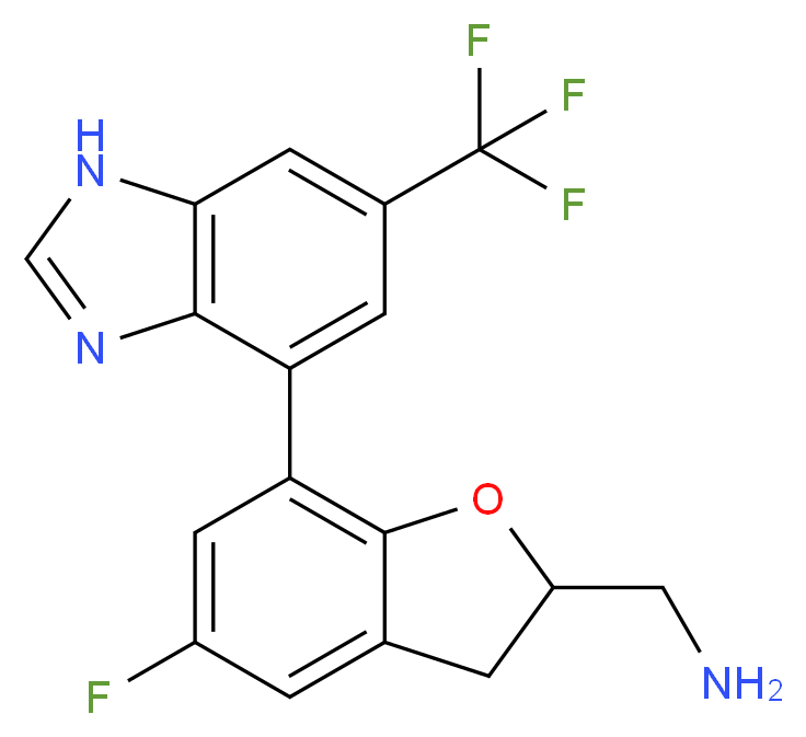 ({5-fluoro-7-[6-(trifluoromethyl)-1H-benzimidazol-4-yl]-2,3-dihydro-1-benzofuran-2-yl}methyl)amine_分子结构_CAS_)