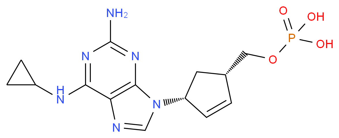 {[(1S,4R)-4-[2-amino-6-(cyclopropylamino)-9H-purin-9-yl]cyclopent-2-en-1-yl]methoxy}phosphonic acid_分子结构_CAS_136470-77-4