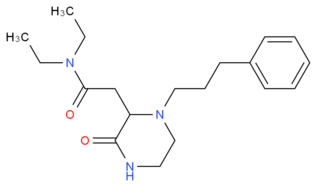 N,N-diethyl-2-[3-oxo-1-(3-phenylpropyl)-2-piperazinyl]acetamide_分子结构_CAS_)