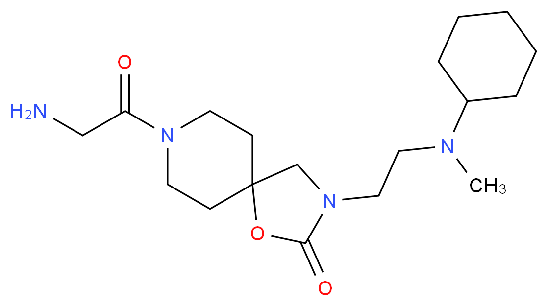 3-{2-[cyclohexyl(methyl)amino]ethyl}-8-glycyl-1-oxa-3,8-diazaspiro[4.5]decan-2-one_分子结构_CAS_)