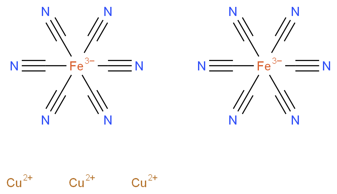 tricopper(2+) ion bis(hexacyanoirontriuide)_分子结构_CAS_14840-55-2