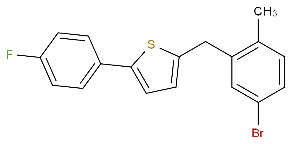 2-[(5-bromo-2-methylphenyl)methyl]-5-(4-fluorophenyl)thiophene_分子结构_CAS_1030825-20-7