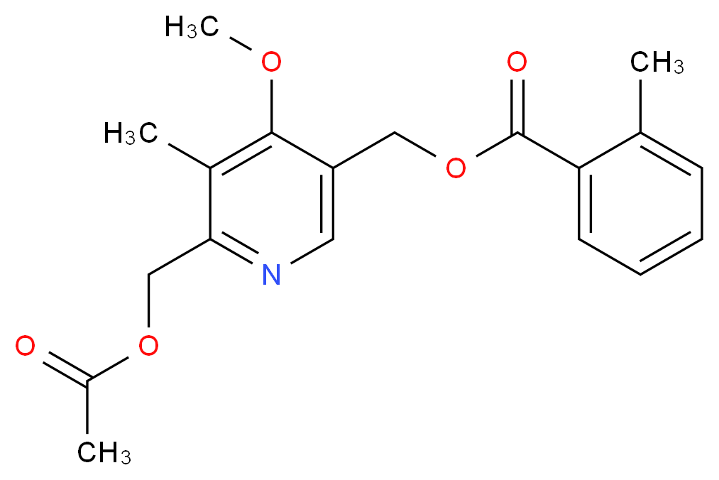 {6-[(acetyloxy)methyl]-4-methoxy-5-methylpyridin-3-yl}methyl 2-methylbenzoate_分子结构_CAS_1159977-01-1