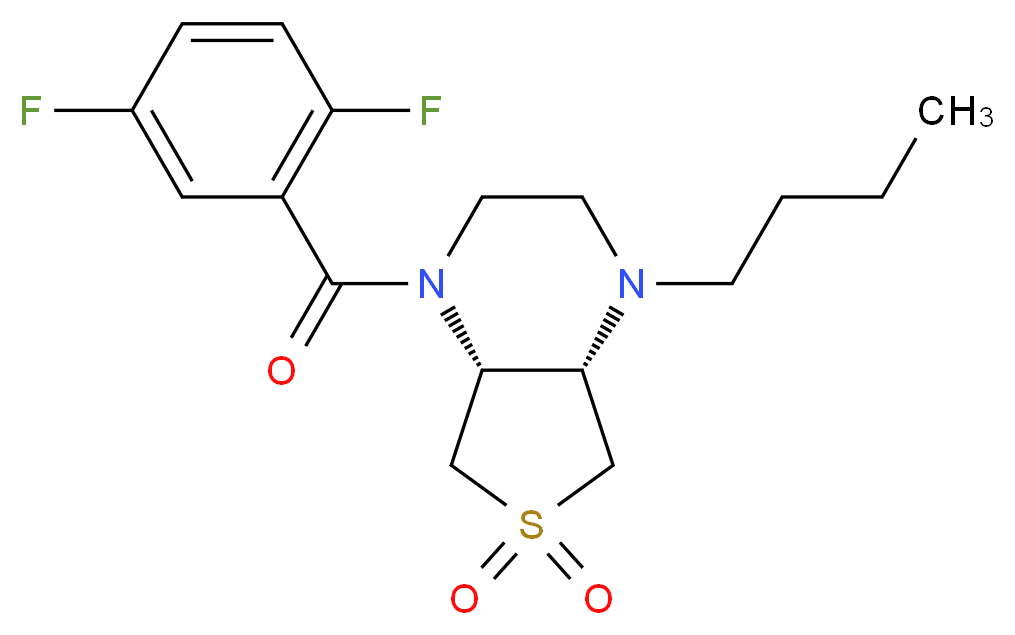 (4aR*,7aS*)-1-butyl-4-(2,5-difluorobenzoyl)octahydrothieno[3,4-b]pyrazine 6,6-dioxide_分子结构_CAS_)