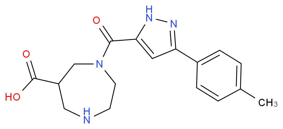 1-{[3-(4-methylphenyl)-1H-pyrazol-5-yl]carbonyl}-1,4-diazepane-6-carboxylic acid_分子结构_CAS_)