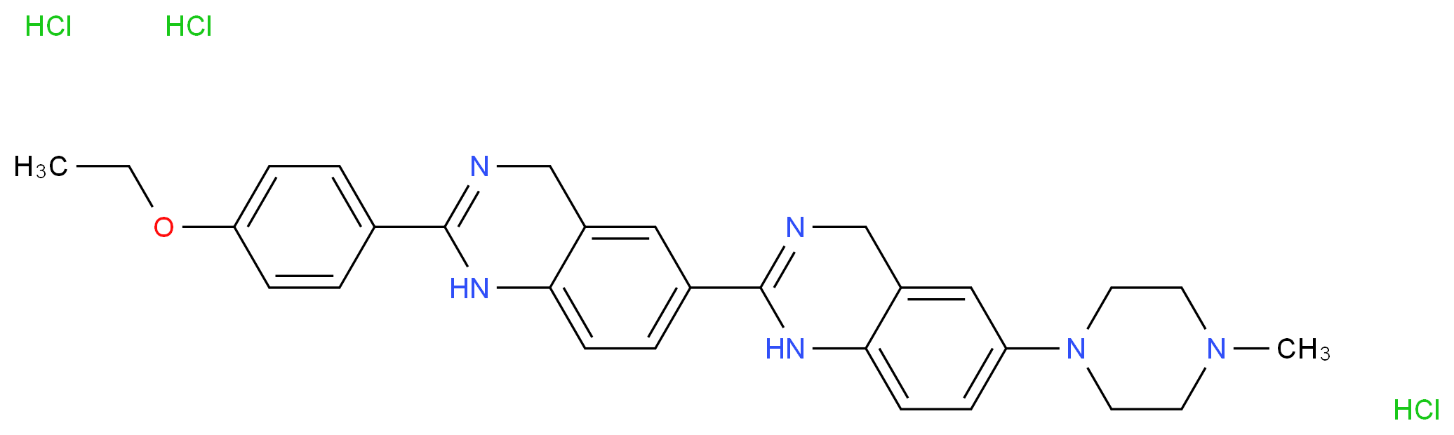 2-(4-ethoxyphenyl)-6-[6-(4-methylpiperazin-1-yl)-1,4-dihydroquinazolin-2-yl]-1,4-dihydroquinazoline trihydrochloride_分子结构_CAS_23491-52-3