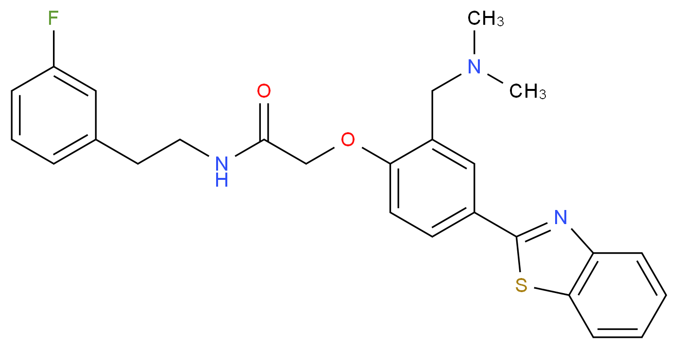 2-{4-(1,3-benzothiazol-2-yl)-2-[(dimethylamino)methyl]phenoxy}-N-[2-(3-fluorophenyl)ethyl]acetamide_分子结构_CAS_)