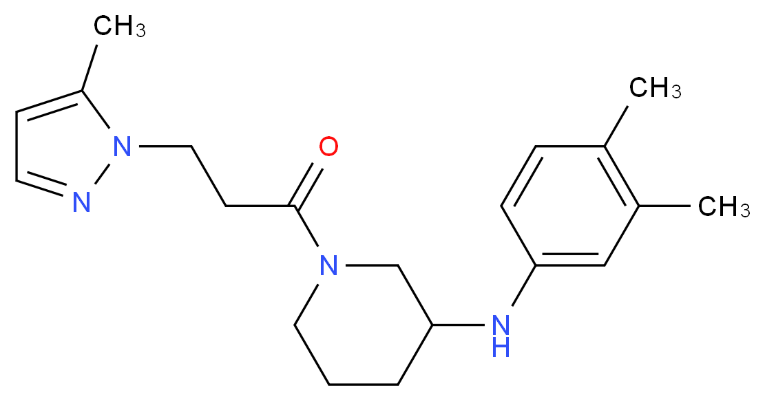 N-(3,4-dimethylphenyl)-1-[3-(5-methyl-1H-pyrazol-1-yl)propanoyl]-3-piperidinamine_分子结构_CAS_)
