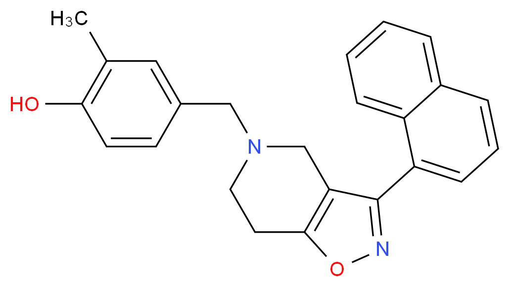 2-methyl-4-{[3-(1-naphthyl)-6,7-dihydroisoxazolo[4,5-c]pyridin-5(4H)-yl]methyl}phenol_分子结构_CAS_)