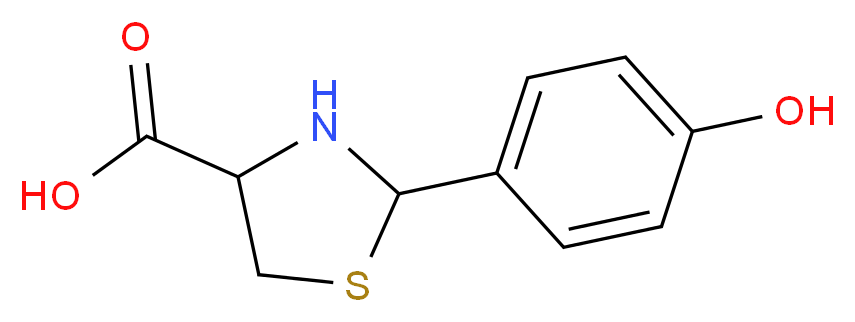 2-(4-Hydroxy-phenyl)-thiazolidine-4-carboxylic acid_分子结构_CAS_69588-11-0)