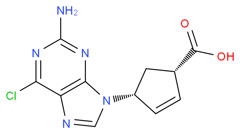 (1S,4R)-4-(2-amino-6-chloro-9H-purin-9-yl)cyclopent-2-ene-1-carboxylic acid_分子结构_CAS_1246819-78-2