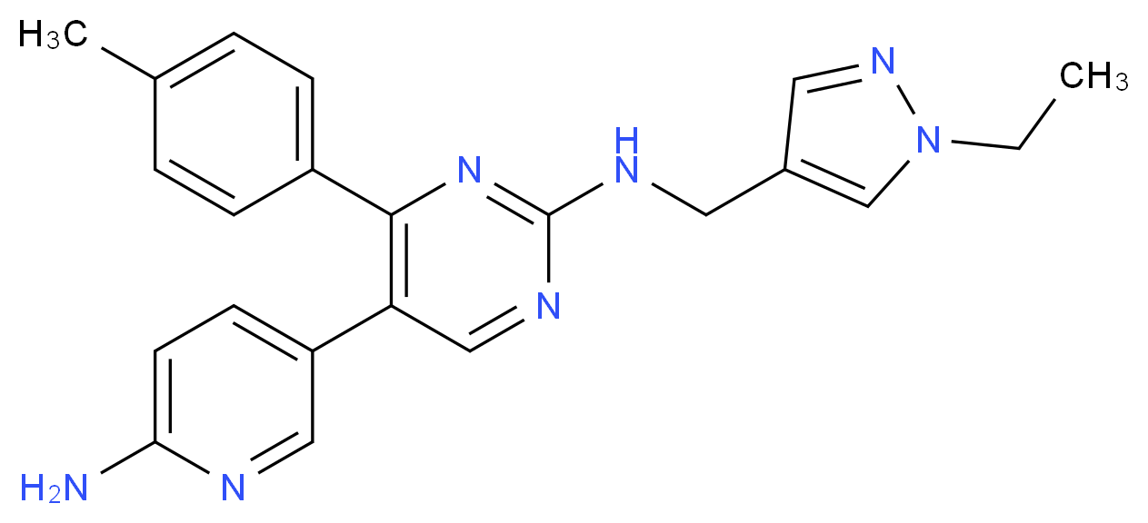 5-(6-aminopyridin-3-yl)-N-[(1-ethyl-1H-pyrazol-4-yl)methyl]-4-(4-methylphenyl)pyrimidin-2-amine_分子结构_CAS_)