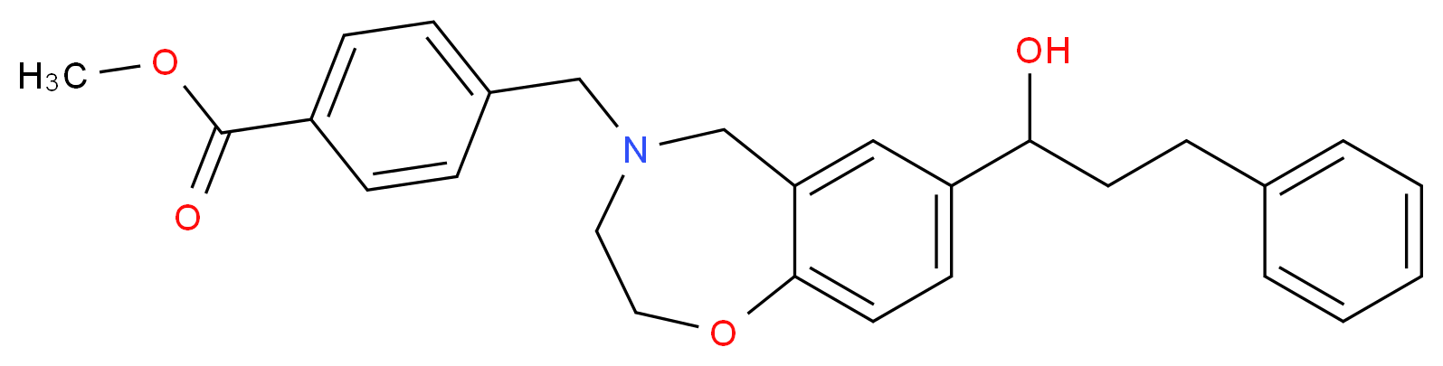methyl 4-{[7-(1-hydroxy-3-phenylpropyl)-2,3-dihydro-1,4-benzoxazepin-4(5H)-yl]methyl}benzoate_分子结构_CAS_)