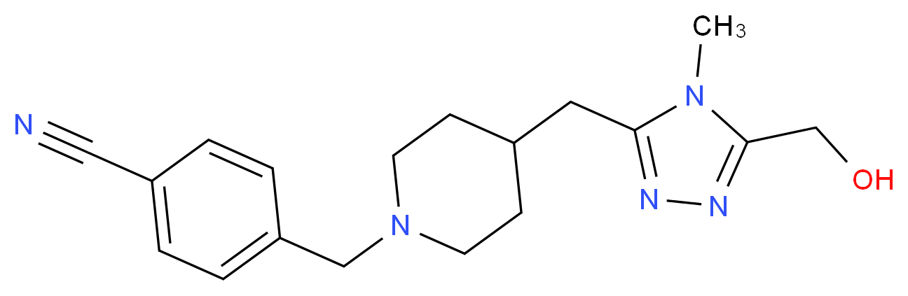 4-[(4-{[5-(hydroxymethyl)-4-methyl-4H-1,2,4-triazol-3-yl]methyl}piperidin-1-yl)methyl]benzonitrile_分子结构_CAS_)