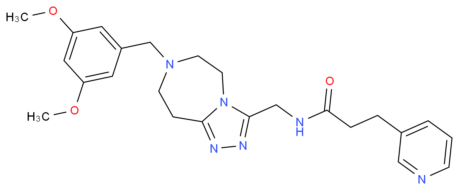 N-{[7-(3,5-dimethoxybenzyl)-6,7,8,9-tetrahydro-5H-[1,2,4]triazolo[4,3-d][1,4]diazepin-3-yl]methyl}-3-(3-pyridinyl)propanamide_分子结构_CAS_)