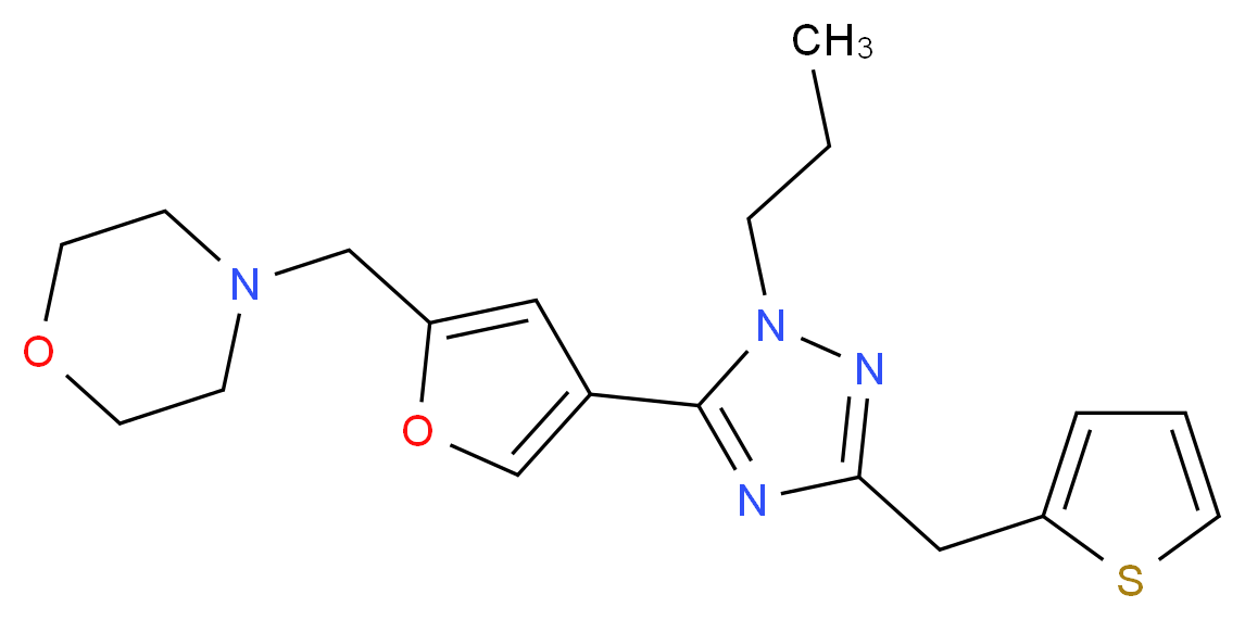 4-({4-[1-propyl-3-(2-thienylmethyl)-1H-1,2,4-triazol-5-yl]-2-furyl}methyl)morpholine_分子结构_CAS_)