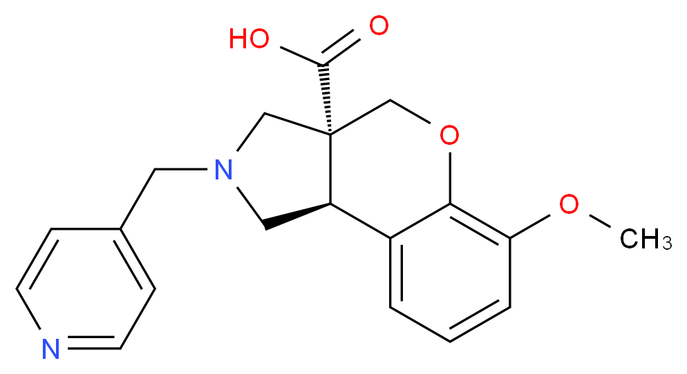 (3aR*,9bR*)-6-methoxy-2-(pyridin-4-ylmethyl)-1,2,3,9b-tetrahydrochromeno[3,4-c]pyrrole-3a(4H)-carboxylic acid_分子结构_CAS_)