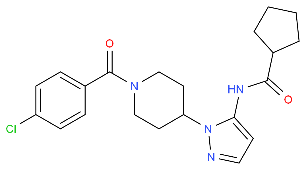 N-{1-[1-(4-chlorobenzoyl)-4-piperidinyl]-1H-pyrazol-5-yl}cyclopentanecarboxamide_分子结构_CAS_)